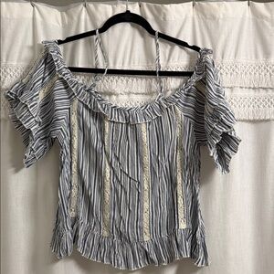 American Eagle Outfitters Blue and White Striped Blouse